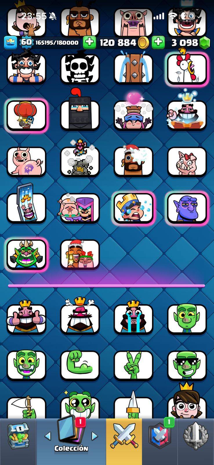 363 CLASH! CUENTA MUY BUENA! 10,151 COPAS! 13 CARTAS AL 15! 41 CARTAS AL 14! 1 HÉROE! 22 CARTAS EVOLUTIVAS! 140 EMOTES MUY BUENOS! 14 TORRES! INSIGNIA DE 2 AÑOS! +3K GEMAS! (1499mx) @everyone