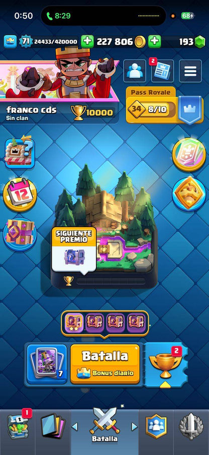 367 CLASH! MEGA GRIAL! 10,000 COPAS! LIGA COMPETITIVA 3! 71 CARTAS AL 15! 21 CARTAS AL 14! 1 HÉROE! 27 CARTAS EVOLUTIVAS! 103 EMOTES MUY BUSCADOS Y EXCLUSIVOS! 8 TORRES! INSIGNIA OG DE 9 AÑOS! (2899mx) @everyone