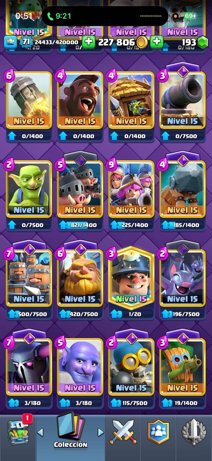 367 CLASH! MEGA GRIAL! 10,000 COPAS! LIGA COMPETITIVA 3! 71 CARTAS AL 15! 21 CARTAS AL 14! 1 HÉROE! 27 CARTAS EVOLUTIVAS! 103 EMOTES MUY BUSCADOS Y EXCLUSIVOS! 8 TORRES! INSIGNIA OG DE 9 AÑOS! (2899mx) @everyone