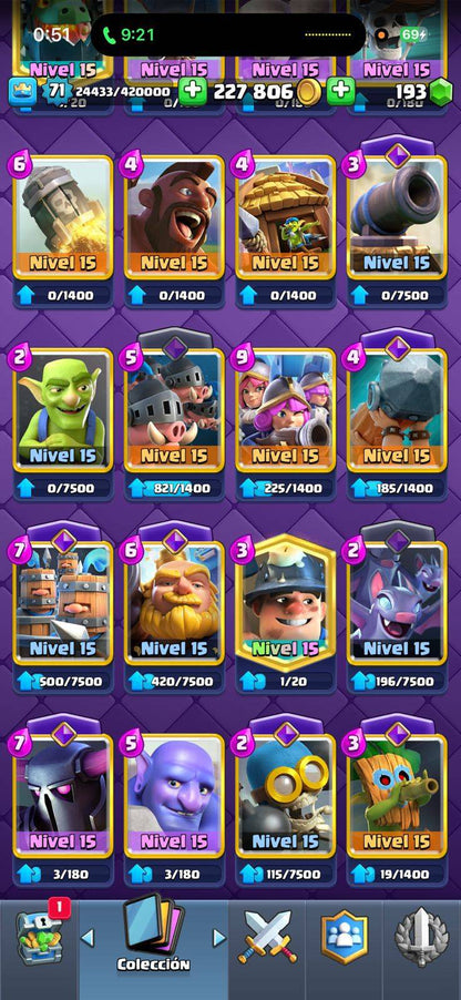 367 CLASH! MEGA GRIAL! 10,000 COPAS! LIGA COMPETITIVA 3! 71 CARTAS AL 15! 21 CARTAS AL 14! 1 HÉROE! 27 CARTAS EVOLUTIVAS! 103 EMOTES MUY BUSCADOS Y EXCLUSIVOS! 8 TORRES! INSIGNIA OG DE 9 AÑOS! (2899mx) @everyone