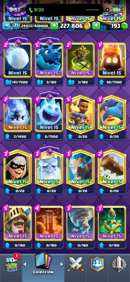 367 CLASH! MEGA GRIAL! 10,000 COPAS! LIGA COMPETITIVA 3! 71 CARTAS AL 15! 21 CARTAS AL 14! 1 HÉROE! 27 CARTAS EVOLUTIVAS! 103 EMOTES MUY BUSCADOS Y EXCLUSIVOS! 8 TORRES! INSIGNIA OG DE 9 AÑOS! (2899mx) @everyone
