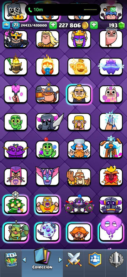 367 CLASH! MEGA GRIAL! 10,000 COPAS! LIGA COMPETITIVA 3! 71 CARTAS AL 15! 21 CARTAS AL 14! 1 HÉROE! 27 CARTAS EVOLUTIVAS! 103 EMOTES MUY BUSCADOS Y EXCLUSIVOS! 8 TORRES! INSIGNIA OG DE 9 AÑOS! (2899mx) @everyone
