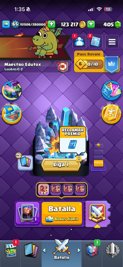 470 CLASH! 11,003 COPAS! LIGA 1 COMPETITIVA! 6 CARTAS AL 16 MAX! 10 CARTAS AL 15! 36 CARTAS AL 14! 1 HÉROE! 24 CARTAS EVOLUTIVAS! 167 EMOTES EXCLUSIVOS! 12 TORRES! INSIGNIA DE 4 AÑOS! (1499mx) @everyone