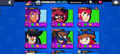 69 BRAWL! CUENTA CON 35735 COPAS! 18 CARTAS CON HIPERCARGA! 9 CARTAS CON FUERZA MÁXIMA! 3 ASPECTOS LEGENDARIOS Y 2 ASPECTOS DE HIPERCARGA DESBLOQUEADOS!! HABILIDADES ESTELARES Y GADGETS!! (549mx) @everyone