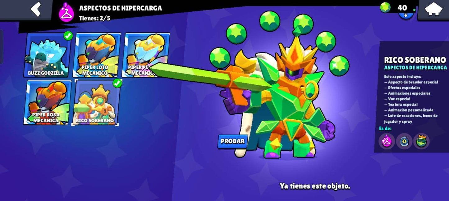 69 BRAWL! CUENTA CON 35735 COPAS! 18 CARTAS CON HIPERCARGA! 9 CARTAS CON FUERZA MÁXIMA! 3 ASPECTOS LEGENDARIOS Y 2 ASPECTOS DE HIPERCARGA DESBLOQUEADOS!! HABILIDADES ESTELARES Y GADGETS!! (549mx) @everyone
