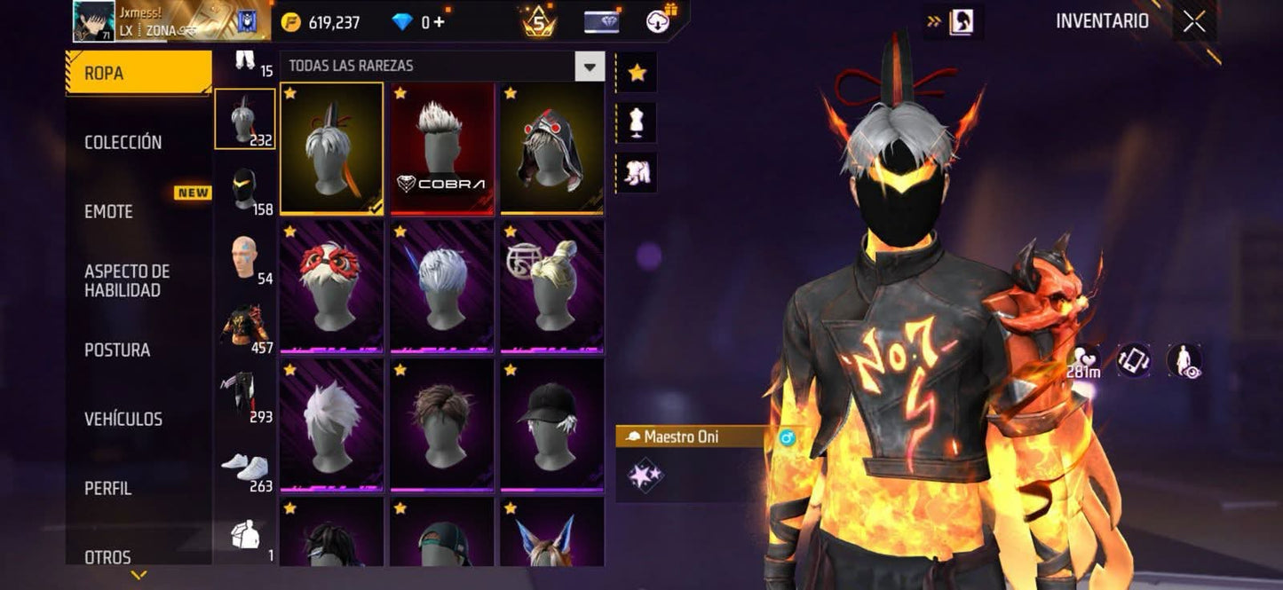 330 FREE FIRE! CUENTA MIXTA CON 4 EVOS, 2 AL NIVEL MAXIMO Y BUENAS ARMAS DE INCUBADORA! 457 PECHOS! TRAJE COBRA! SAMURAI ZOMBIE! INCUBADORAS CARAS Y CHIDAS! MUCHA ROPA DE EVENTO! J.BALVIN! PAÑUELOS! ANGELICALES DE HOMBRE Y MUJER! PUÑOS! PERFECTA...