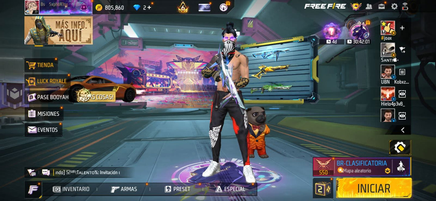 331 FREE FIRE! CUENTA MIXTA CON 13 EVOS A BUEN NIVEL Y BUENAS ARMAS! CASI 500 PECHOS! TRAJE SAMURAI ZOMBIE! JUJTSU KAISEN! TRAJE DE SUBASTA! CUELLO DE TORTUGA! INCUBADORAS CARAS Y CHIDAS! MUCHA ROPA DE EVENTO! ANGELICALES! PERFECTA PARA COMBINAR CON...