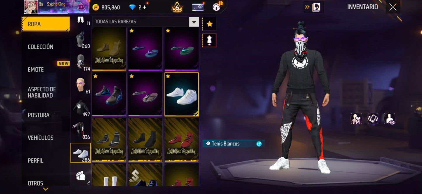 331 FREE FIRE! CUENTA MIXTA CON 13 EVOS A BUEN NIVEL Y BUENAS ARMAS! CASI 500 PECHOS! TRAJE SAMURAI ZOMBIE! JUJTSU KAISEN! TRAJE DE SUBASTA! CUELLO DE TORTUGA! INCUBADORAS CARAS Y CHIDAS! MUCHA ROPA DE EVENTO! ANGELICALES! PERFECTA PARA COMBINAR CON...