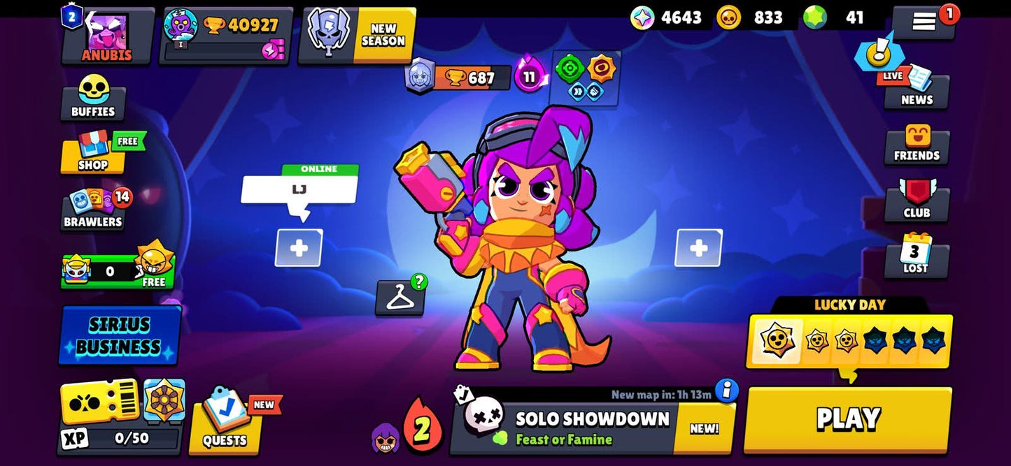 105 BRAWL! 40,927 COPAS! 81/99 BRAWLERS! 29 BRAWLERS CON HYPERCARGA! 3 BRAWLERS AL MAX! 4643 PUNTOS ESTELARES! SKINS MUY BUENAS! (599mx @everyone