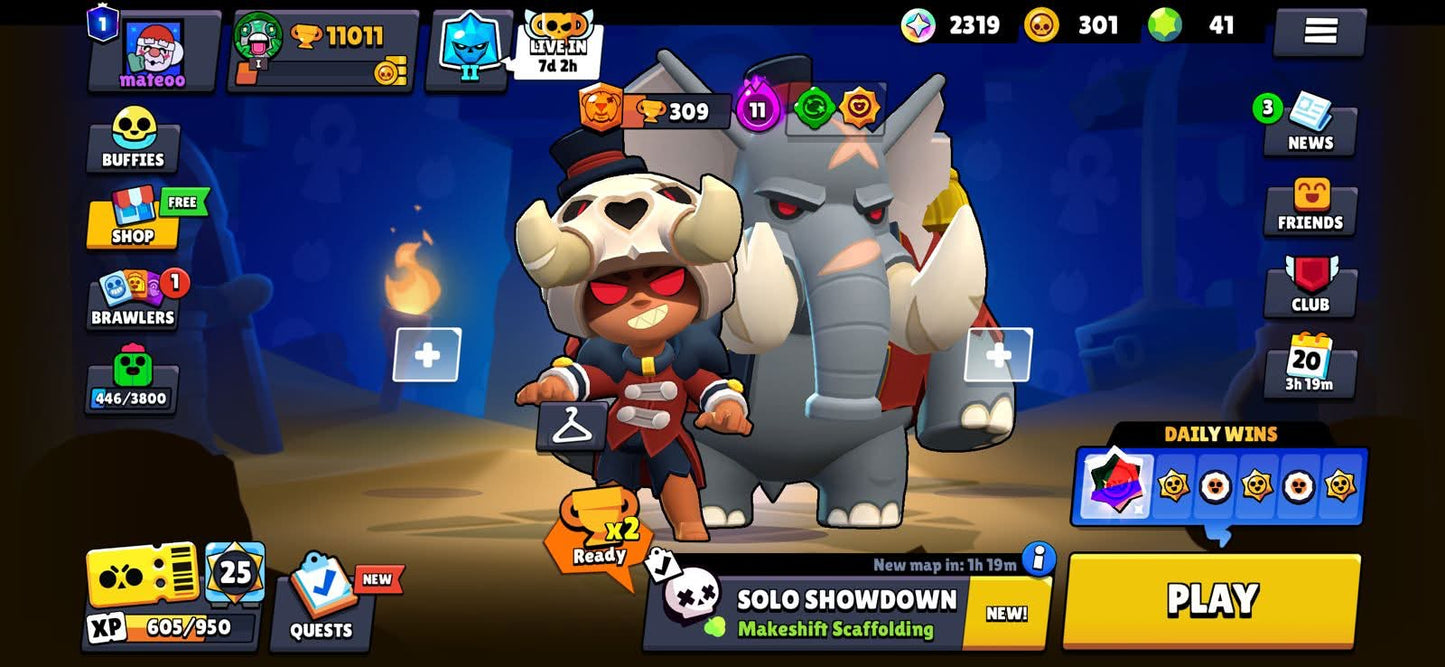 109 BRAWL! CUENTA PARA EMPEZAR! 47/100 BRAWLERS! 11,011 COPAS! 10 BRAWLERS CON HYPERCARGA! 4 BRAWLERS AL MAX! 2,319 PUNTOS ESTELARES! SKINS MUY BUENAS! (299mx @everyone