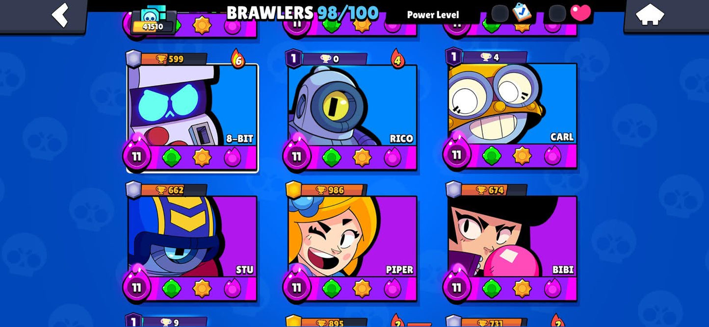 110 BRAWL! 41,510 COPAS! 98/100 BRAWLERS! 29 BRAWLERS CON HYPERCARGA! 9 BRAWLERS AL MAX! 6,502 PUNTOS ESTELARES! SKINS MUY BUENAS! (849mx @everyone