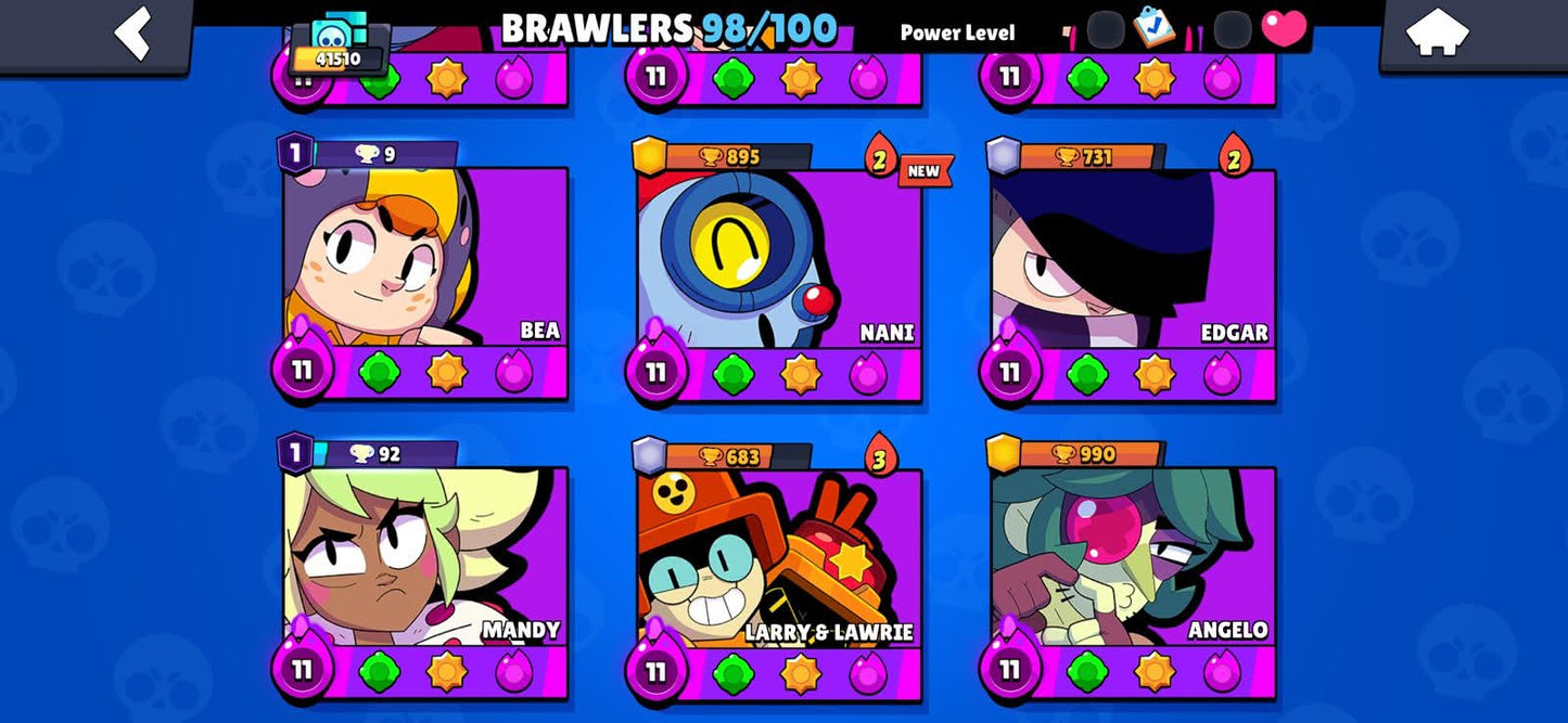 110 BRAWL! 41,510 COPAS! 98/100 BRAWLERS! 29 BRAWLERS CON HYPERCARGA! 9 BRAWLERS AL MAX! 6,502 PUNTOS ESTELARES! SKINS MUY BUENAS! (849mx @everyone