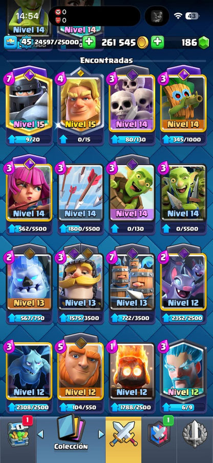 529 CLASH! CUENTA BUENA! 9,752 COPAS! 2 CARTAS AL 15! 6 CARTAS AL 14! 1 HÉROE! 8 CARTAS EVOLUTIVAS! 46 EMOTES MUY BUENOS! 7 TORRES! INSIGNIA DE 3 AÑOS! (249mx @everyone