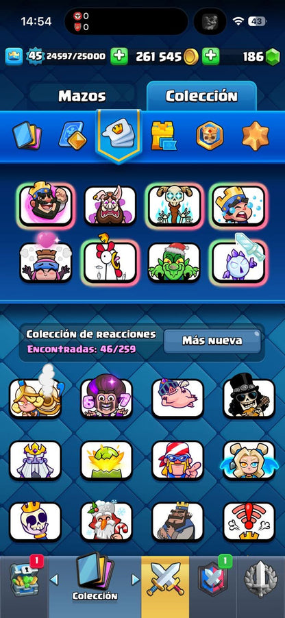 529 CLASH! CUENTA BUENA! 9,752 COPAS! 2 CARTAS AL 15! 6 CARTAS AL 14! 1 HÉROE! 8 CARTAS EVOLUTIVAS! 46 EMOTES MUY BUENOS! 7 TORRES! INSIGNIA DE 3 AÑOS! (249mx @everyone