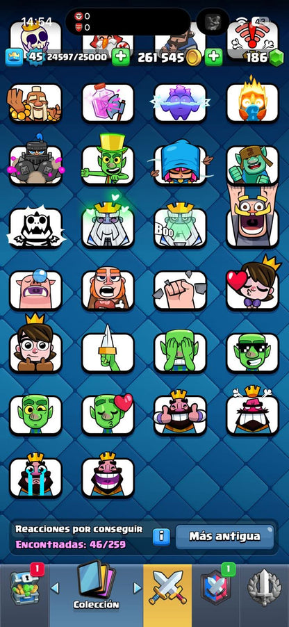 529 CLASH! CUENTA BUENA! 9,752 COPAS! 2 CARTAS AL 15! 6 CARTAS AL 14! 1 HÉROE! 8 CARTAS EVOLUTIVAS! 46 EMOTES MUY BUENOS! 7 TORRES! INSIGNIA DE 3 AÑOS! (249mx @everyone
