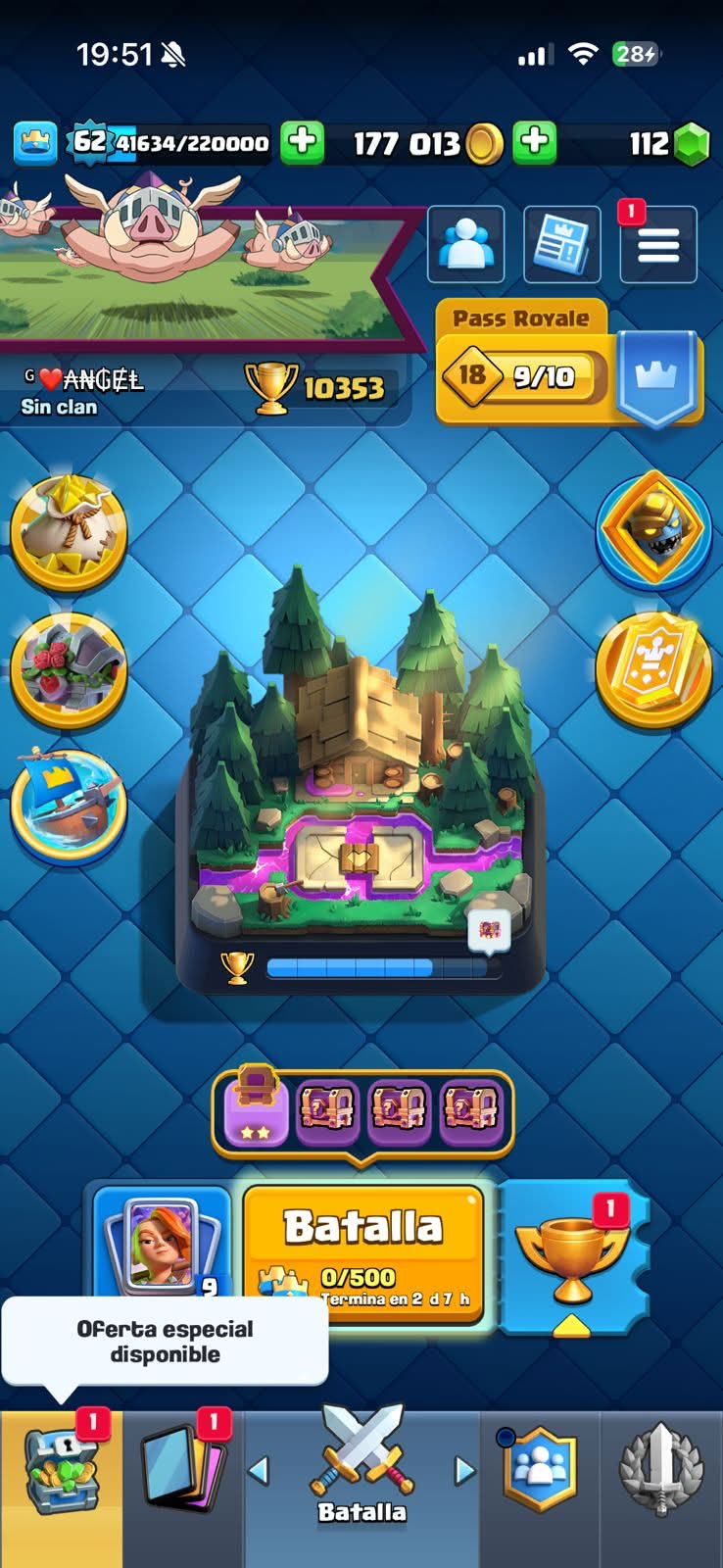531 CLASH! CUENTA PARA EMPEZAR! 10,353 COPAS! 5 CARTAS AL 16 MAX! 4 CARTAS AL 15! 7 CARTAS AL 14! 3 HÉROES! 8 CARTAS EVOLUTIVAS! 88 EMOTES EXCLUSIVOS Y MUY PEDIDOS! 8 TORRES! INSIGNIA DE 5 AÑOS! (749mx @everyone