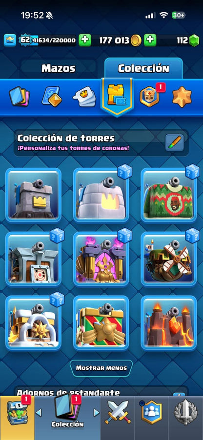 531 CLASH! CUENTA PARA EMPEZAR! 10,353 COPAS! 5 CARTAS AL 16 MAX! 4 CARTAS AL 15! 7 CARTAS AL 14! 3 HÉROES! 8 CARTAS EVOLUTIVAS! 88 EMOTES EXCLUSIVOS Y MUY PEDIDOS! 8 TORRES! INSIGNIA DE 5 AÑOS! (749mx @everyone
