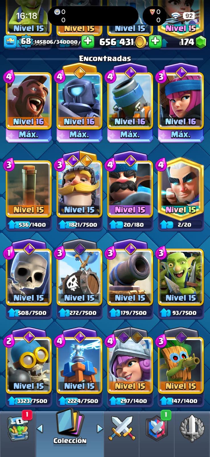 532 CLASH! GRIAL! 10,436 COPAS! 4 CARTAS AL 16 MAX! 30 CARTAS AL 15! 65 CARTAS AL 14! 2 HÉROES! 22 CARTAS EVOLUTIVAS! 126 EMOTES MUY EXCLUSIVOS Y MUY PEDIDOS! 13 TORRES! INSIGNIA OG DE 8 AÑOS! 600K MONEDAS! (3499mx @everyone