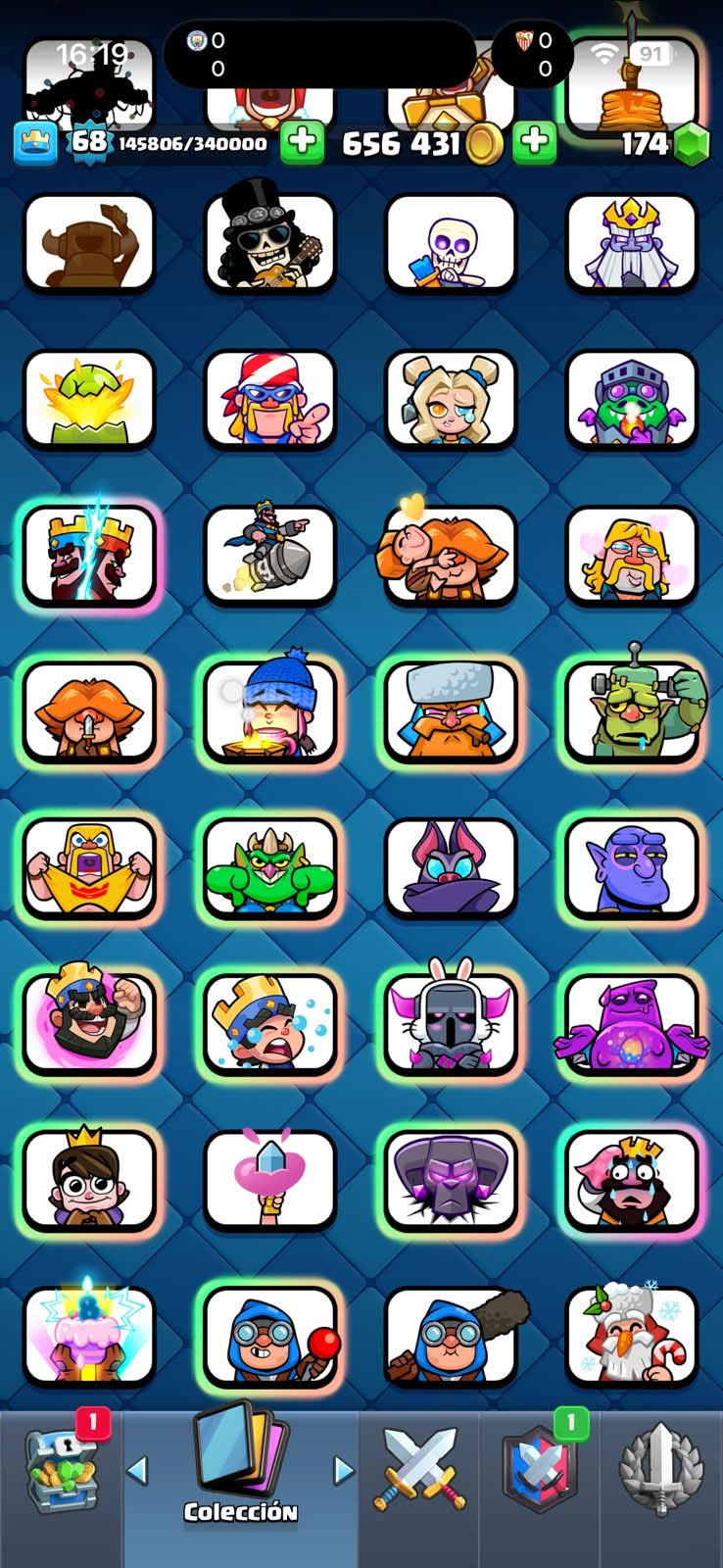 532 CLASH! GRIAL! 10,436 COPAS! 4 CARTAS AL 16 MAX! 30 CARTAS AL 15! 65 CARTAS AL 14! 2 HÉROES! 22 CARTAS EVOLUTIVAS! 126 EMOTES MUY EXCLUSIVOS Y MUY PEDIDOS! 13 TORRES! INSIGNIA OG DE 8 AÑOS! 600K MONEDAS! (3499mx @everyone