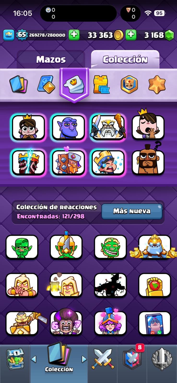 533 CLASH! MINI GRIAL! 11,763 COPAS! LIGA 3 COMPETITIVA! 5 CARTAS AL 16 MAX! 18 CARTAS AL 15! 33 CARTAS AL 14! 1 HÉROE! 22 CARTAS EVOLUTIVAS! 121 EMOTES MUY BUENOS! 9 TORRES! INSIGNIA DE 6 AÑOS! (1899mx @everyone