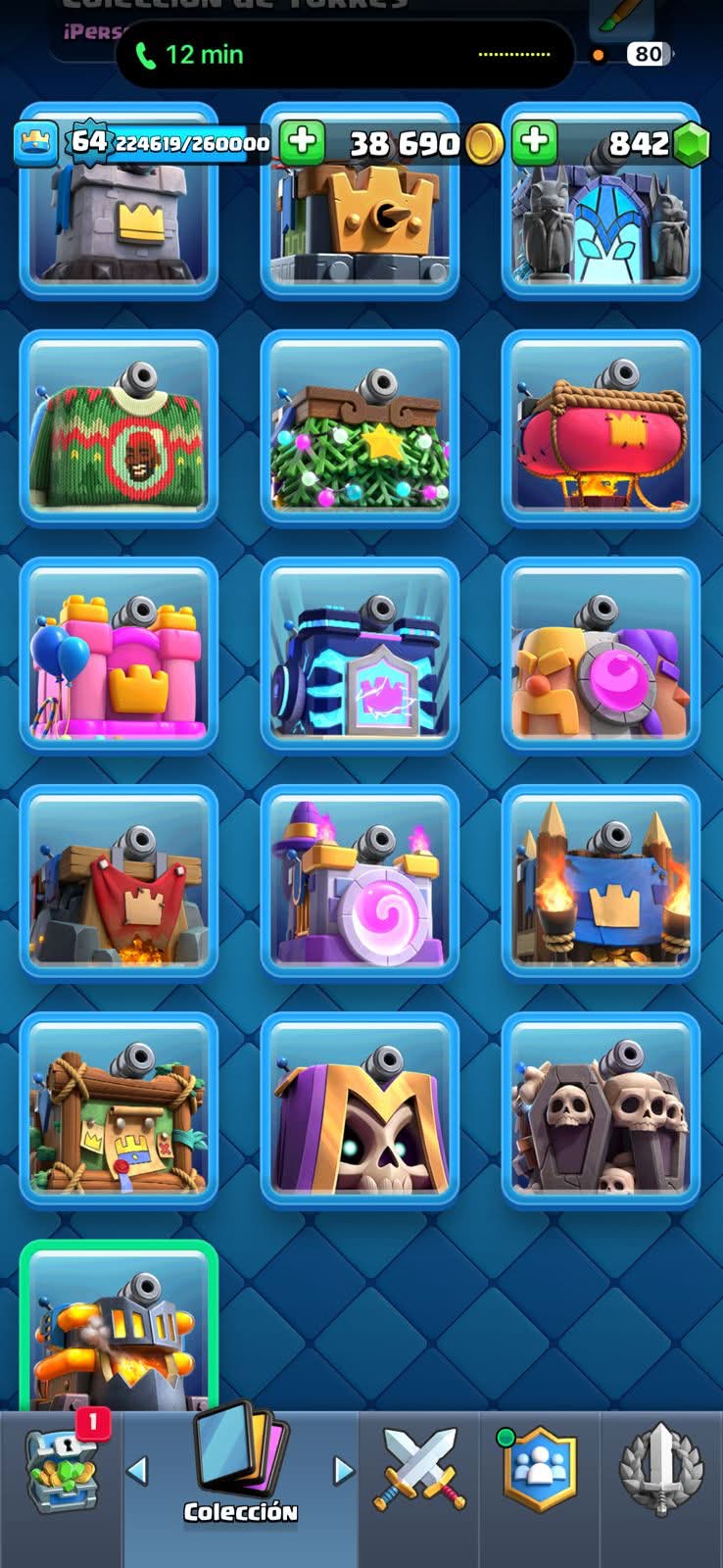 534 CLASH! MINI GRIAL! 10,502 COPAS! 4 CARTAS AL 16 MAX! 13 CARTAS AL 15! 51 CARTAS AL 14! 1 HÉROE! 15 CARTAS EVOLUTIVAS! 142 EMOTES MUY EXCLUSIVOS Y PEDIDOS! 15 TORRES! INSIGNIA OG DE 9 AÑOS! (1499mx @everyone
