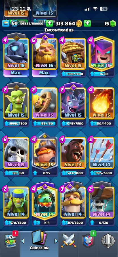 98 BRAWL! 39,611 COPAS! 89/99 BRAWLERS! 35 BRAWLERS CON HYPERCARGA! 12 BRAWLERS AL MAX! + 536 CLASH! 11,146 COPAS! 2 CARTAS AL 16 MAX! 8 CARTAS AL 15! 33 CARTAS AL 14!! 15 CARTAS EVOLUTIVAS! 94 EMOTES + (1199mx @everyone