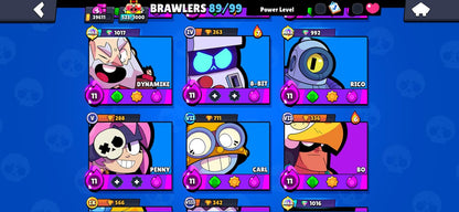 536 CLASH! 11,146 COPAS! 2 CARTAS AL 16 MAX! 8 CARTAS AL 15! 33 CARTAS AL 14!! 15 CARTAS EVOLUTIVAS! 94 EMOTES + 98 BRAWL! 39,611 COPAS! 89/99 BRAWLERS! 35 BRAWLERS CON HYPERCARGA! 12 BRAWLERS AL MAX! (1199mx @everyone