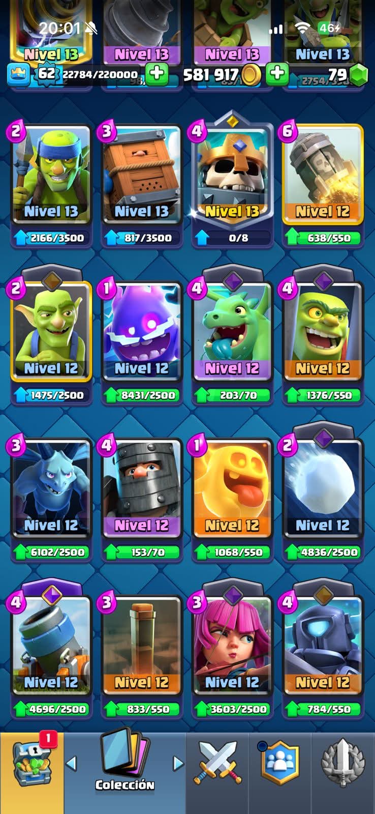538 CLASH! CUENTA BUENA! 11,002 COPAS! 5 CARTAS AL 16 MAX! 3 CARTAS AL 15! 2 CARTAS AL 14! 1 HÉROE! 9 CARTAS EVOLUTIVAS! 53 EMOTES MUY EXCLUSIVOS Y PEDIDOS! 11 TORRES! INSIGNIA DE 6 AÑOS! (649mx @everyone