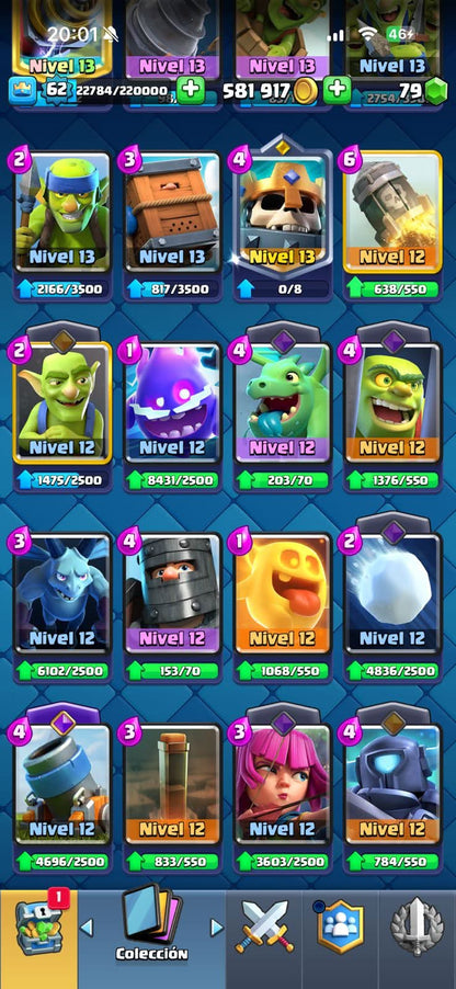 538 CLASH! CUENTA BUENA! 11,002 COPAS! 5 CARTAS AL 16 MAX! 3 CARTAS AL 15! 2 CARTAS AL 14! 1 HÉROE! 9 CARTAS EVOLUTIVAS! 53 EMOTES MUY EXCLUSIVOS Y PEDIDOS! 11 TORRES! INSIGNIA DE 6 AÑOS! (649mx @everyone