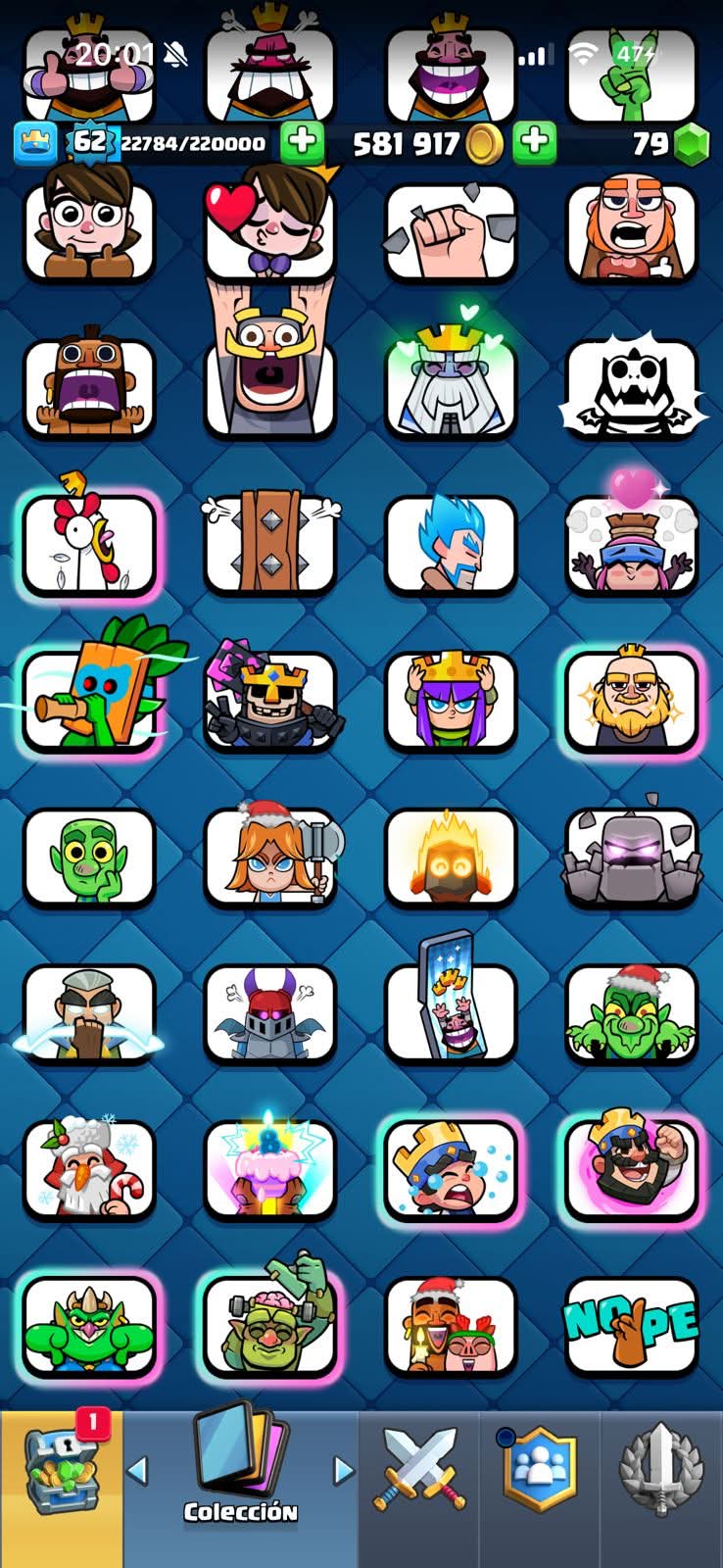538 CLASH! CUENTA BUENA! 11,002 COPAS! 5 CARTAS AL 16 MAX! 3 CARTAS AL 15! 2 CARTAS AL 14! 1 HÉROE! 9 CARTAS EVOLUTIVAS! 53 EMOTES MUY EXCLUSIVOS Y PEDIDOS! 11 TORRES! INSIGNIA DE 6 AÑOS! (649mx @everyone