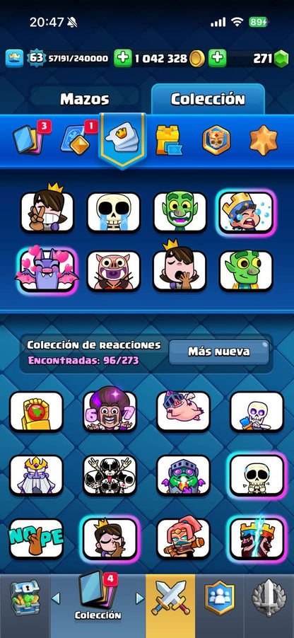 540 CLASH! CUENTA BUENA! 10,507 COPAS! 5 CARTAS AL 16 MAX! 3 CARTAS AL 15! 15 CARTAS AL 14! 1 HÉROE! 7 CARTAS EVOLUTIVAS! 96 EMOTES MUY BUENOS! 12 TORRES! INSIGNIA DE 6 AÑOS! +1M DE MONEDAS! (749mx @everyone