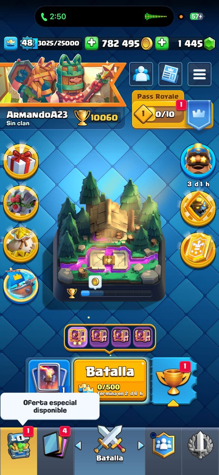 542 CLASH! 10,060 COPAS! 2 CARTAS AL 15! 18 CARTAS AL 14! 1 HÉROE! 6 CARTAS EVOLUTIVAS! 61 EMOTES MUY PEDIDOS! 7 TORRES! INSIGNIA DE 7 AÑOS! 1,445 GEMAS! 800K MONEDAS! (399mx @everyone