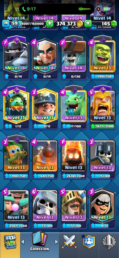 543 CLASH! 10,835 COPAS! 1 CARTA AL 16 MAX! 9 CARTAS AL 15! 25 CARTAS AL 14! 2 HÉROES! 11 CARTAS EVOLUTIVAS! 148 EMOTES MUY PEDIDOS Y EXCLUSIVOS! 4 TORRES! INSIGNIA DE 4 AÑOS! (999mx @everyone