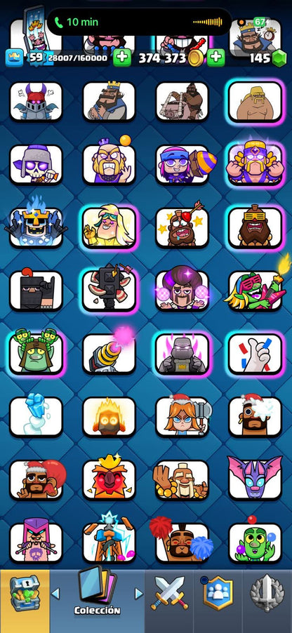 543 CLASH! 10,835 COPAS! 1 CARTA AL 16 MAX! 9 CARTAS AL 15! 25 CARTAS AL 14! 2 HÉROES! 11 CARTAS EVOLUTIVAS! 148 EMOTES MUY PEDIDOS Y EXCLUSIVOS! 4 TORRES! INSIGNIA DE 4 AÑOS! (999mx @everyone
