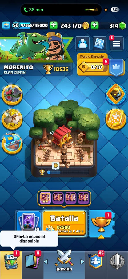 546 CLASH! CUENTA BIENA! 10,535 COPAS! 1 CARTA AL 16 MAX! 4 CARTAS AL 15! 16 CARTAS AL 14! 2 HÉROES! 5 CARTAS EVOLUTIVAS! 87 EMOTES BUENOS! 4 TORRES! INSIGNIA DE 7 AÑOS! EMOTE EXCLUSIVO! (799mx @everyone