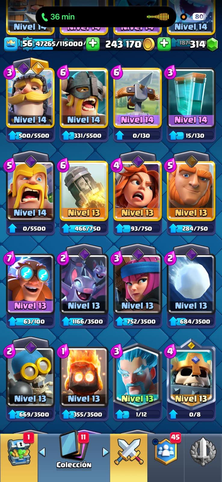 546 CLASH! CUENTA BIENA! 10,535 COPAS! 1 CARTA AL 16 MAX! 4 CARTAS AL 15! 16 CARTAS AL 14! 2 HÉROES! 5 CARTAS EVOLUTIVAS! 87 EMOTES BUENOS! 4 TORRES! INSIGNIA DE 7 AÑOS! EMOTE EXCLUSIVO! (799mx @everyone