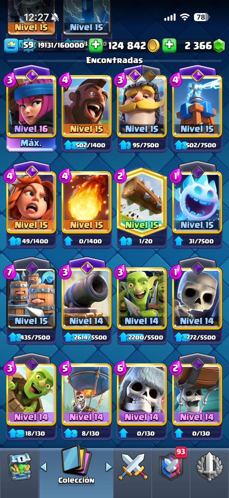 547 CLASH! CUENTA BUENA! 10,272 COPAS! 1 CARTA AL 16 MAX! 8 CARTAS AL 15! 26 CARTAS AL 14! 1 HÉROE! 11 CARTAS EVOLUTIVAS! 93 EMOTES MUY BUENOS! 9 TORRES! INSIGNIA DE 5 AÑOS! (599mx @everyone