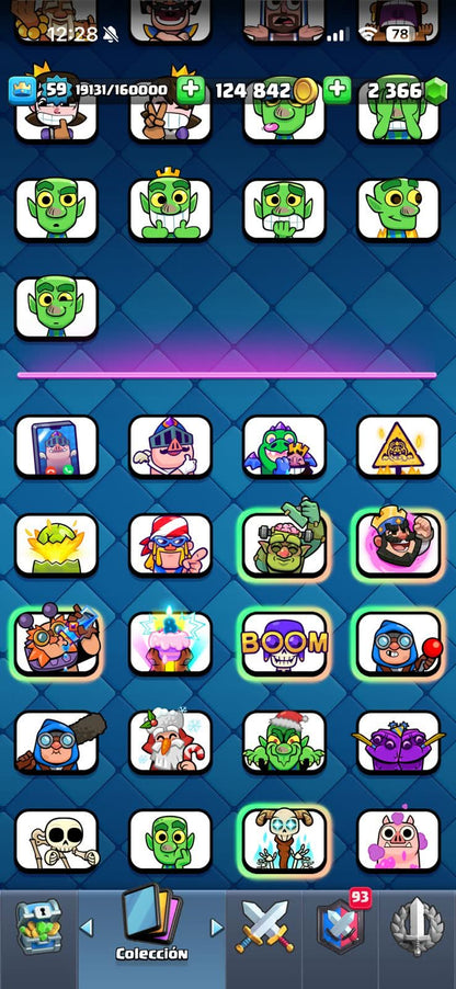 547 CLASH! CUENTA BUENA! 10,272 COPAS! 1 CARTA AL 16 MAX! 8 CARTAS AL 15! 26 CARTAS AL 14! 1 HÉROE! 11 CARTAS EVOLUTIVAS! 93 EMOTES MUY BUENOS! 9 TORRES! INSIGNIA DE 5 AÑOS! (599mx @everyone