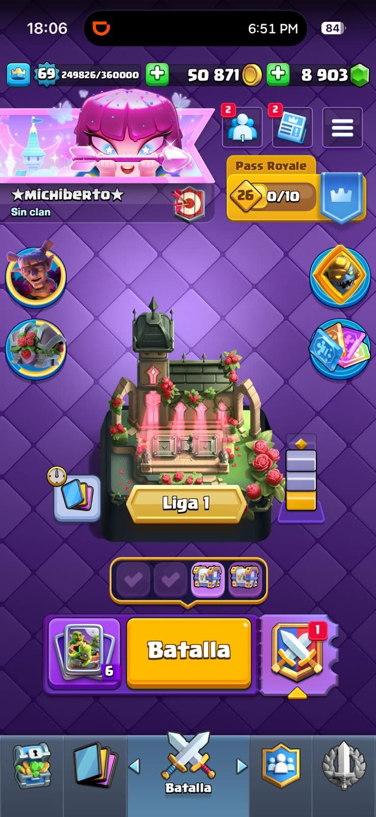 549 CLASH! MINI GRIAL! 11,500 COPAS! LIGA 1 COMPETITIVA! 12 CARTAS AL 16 MAX! 7 CARTAS AL 15! 20 CARTAS AL 14! 2 HÉROES! 19 CARTAS EVOLUTIVAS! 163 EMOTES MUY BUENOS! 19 TORRES! INSIGNIA DE 3 AÑOS! (1299mx @everyone