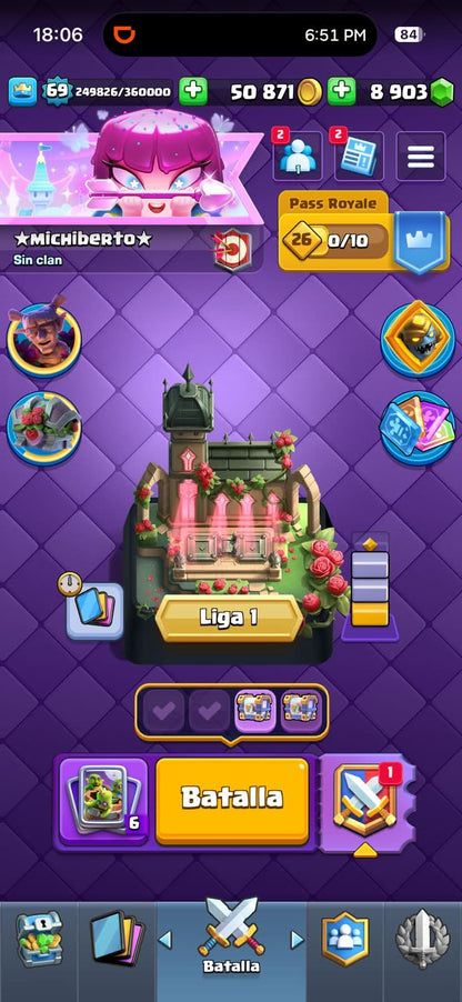 549 CLASH! MINI GRIAL! 11,500 COPAS! LIGA 1 COMPETITIVA! 12 CARTAS AL 16 MAX! 7 CARTAS AL 15! 20 CARTAS AL 14! 2 HÉROES! 19 CARTAS EVOLUTIVAS! 163 EMOTES MUY BUENOS! 19 TORRES! INSIGNIA DE 3 AÑOS! (1299mx @everyone