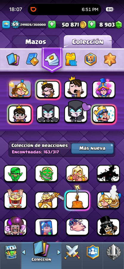 549 CLASH! MINI GRIAL! 11,500 COPAS! LIGA 1 COMPETITIVA! 12 CARTAS AL 16 MAX! 7 CARTAS AL 15! 20 CARTAS AL 14! 2 HÉROES! 19 CARTAS EVOLUTIVAS! 163 EMOTES MUY BUENOS! 19 TORRES! INSIGNIA DE 3 AÑOS! (1299mx @everyone