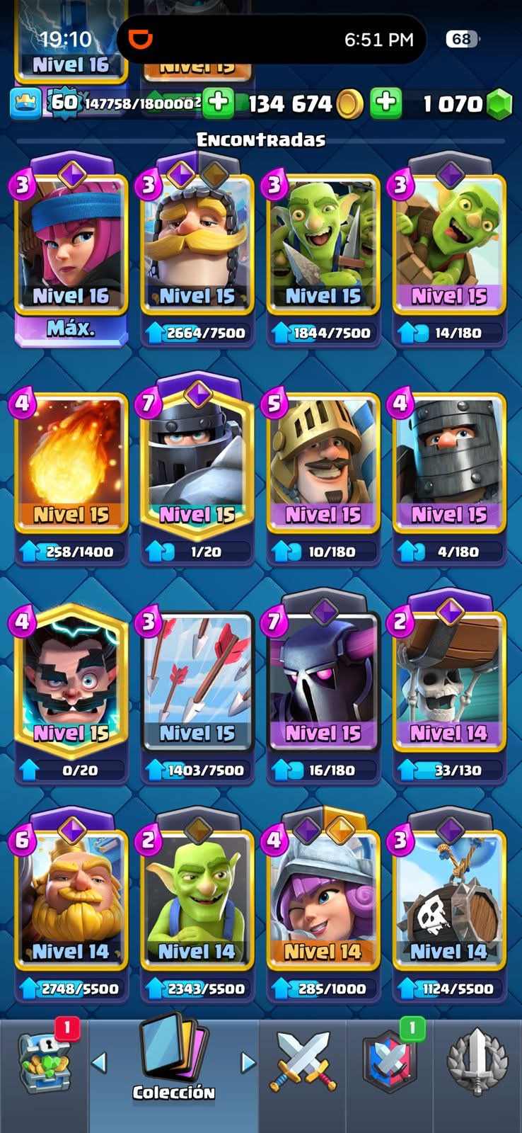 550 CLASH! 10,667 COPAS! 1 CARTA AL 16 MAX! 10 CARTAS AL 15! 25 CARTAS AL 14! 1 HÉROE! 20 CARTAS EVOLUTIVAS! 86 EMOTES MUY BUENOS! 10 TORRES! INSIGNIA OG DE 8 AÑOS! (899mx @everyone