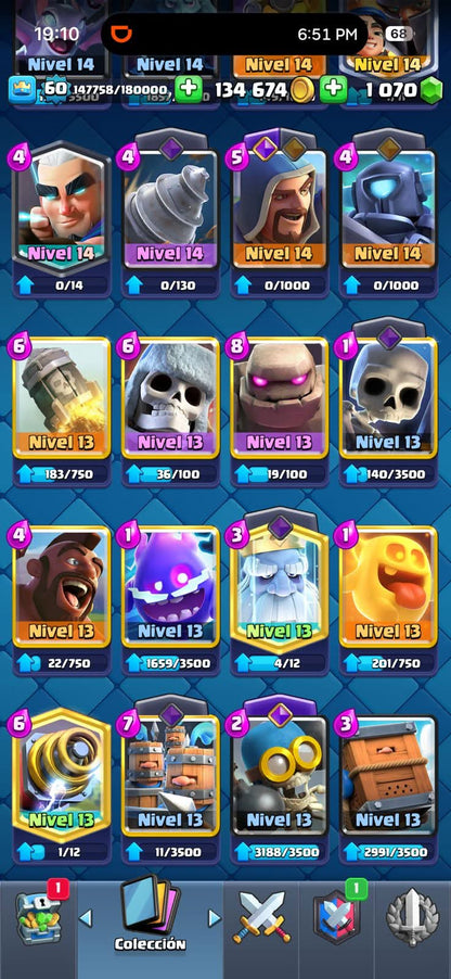 550 CLASH! 10,667 COPAS! 1 CARTA AL 16 MAX! 10 CARTAS AL 15! 25 CARTAS AL 14! 1 HÉROE! 20 CARTAS EVOLUTIVAS! 86 EMOTES MUY BUENOS! 10 TORRES! INSIGNIA OG DE 8 AÑOS! (899mx @everyone