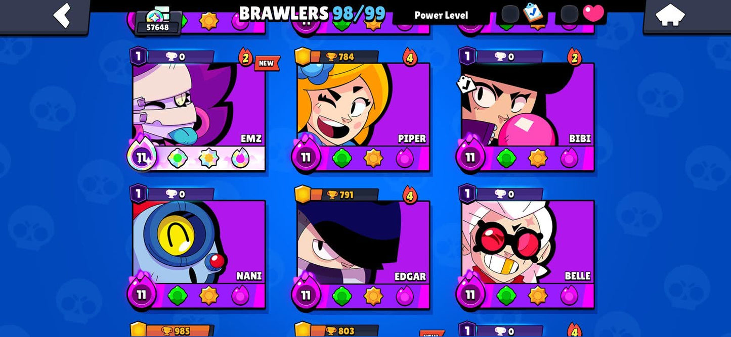 551 CLASH! 10,593 COPAS! 2 CARTAS AL 16 MAX! 10 CARTAS AL 15! 16 CARTAS AL 14! 1 HÉROE! 16 CARTAS EVOLUTIVAS! 69 EMOTES MUY EXCLUSIVOS Y PEDIDOS 800K EN MONEDAS! +BRAWL! 98/99 BRAWLERS! 44 BRAWLERS CON HYPERCARGA! 4 BRAWLERS AL MAX!(1499mx @everyone