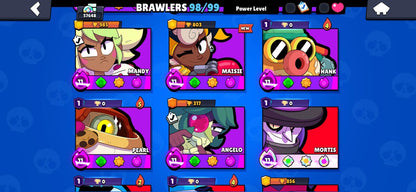 103 BRAWL! GRIAL! 57,648 COPAS! 98/99 BRAWLERS! 44 BRAWLERS CON HYPERCARGA! 4 BRAWLERS AL MAX! 6,776 PUNTOS ESTELARES! VARIEDAD DE SKINS EXCLUSIVAS! 
+ 551 CLASH! 10,593 COPAS! 2 CARTAS AL 16 MAX! 10 CARTAS AL 15! 16 CARTAS AL 14! 1 HÉROE! 16 CARTAS...