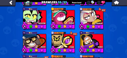103 BRAWL! GRIAL! 57,648 COPAS! 98/99 BRAWLERS! 44 BRAWLERS CON HYPERCARGA! 4 BRAWLERS AL MAX! 6,776 PUNTOS ESTELARES! VARIEDAD DE SKINS EXCLUSIVAS! 
+ 551 CLASH! 10,593 COPAS! 2 CARTAS AL 16 MAX! 10 CARTAS AL 15! 16 CARTAS AL 14! 1 HÉROE! 16 CARTAS...