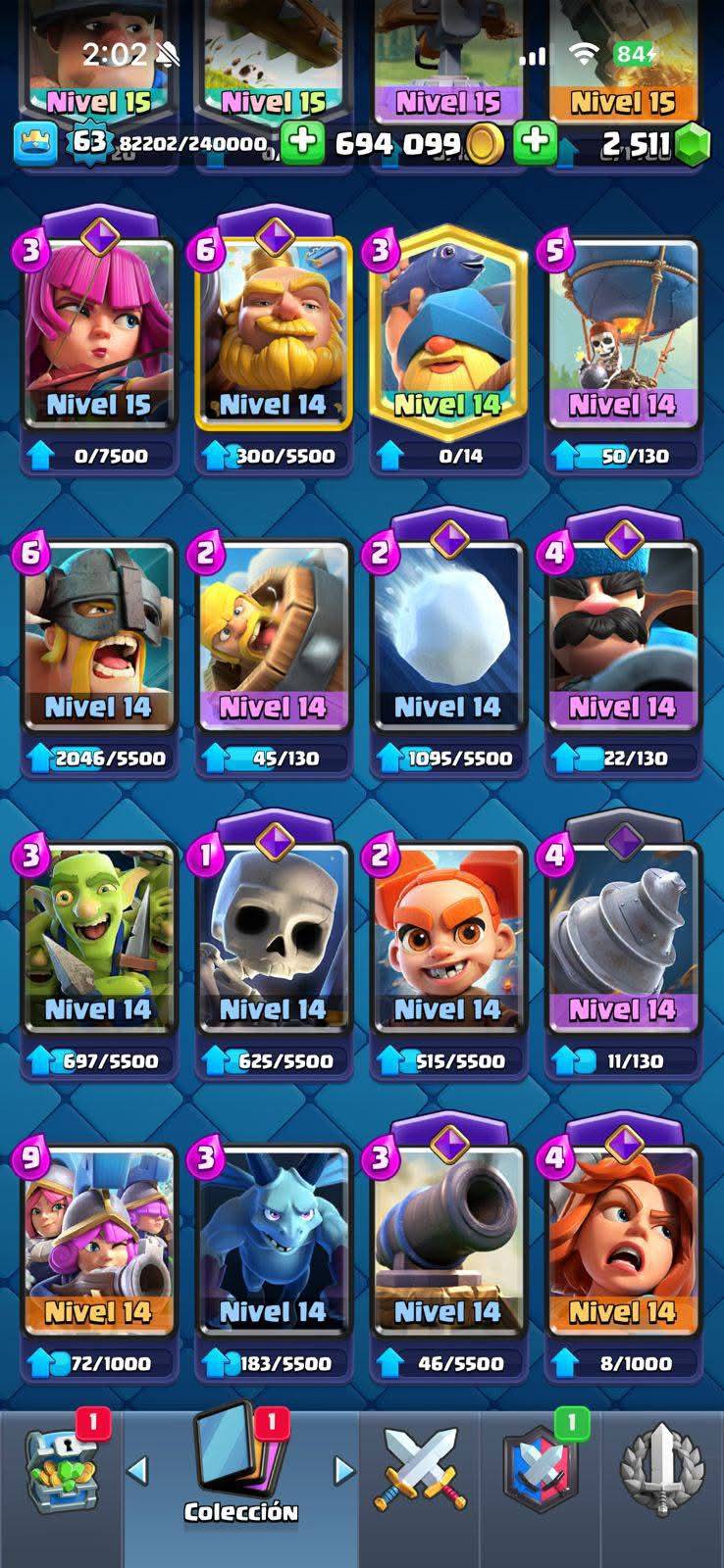 390 CLASH! MINI GRIAL! 10,304 COPAS! LIGA 1 COMPETITIVA! 4 CARTAS AL 16 MAX! 13 CARTAS AL 15! 22 CARTAS AL 14! 1 HÉROE! 20 CARTAS EVOLUTIVAS! 75 EMOTES MUY PEDIDOS! 11 TORRES! INSIGNIA DE 4 AÑOS! (1299mx) @everyone