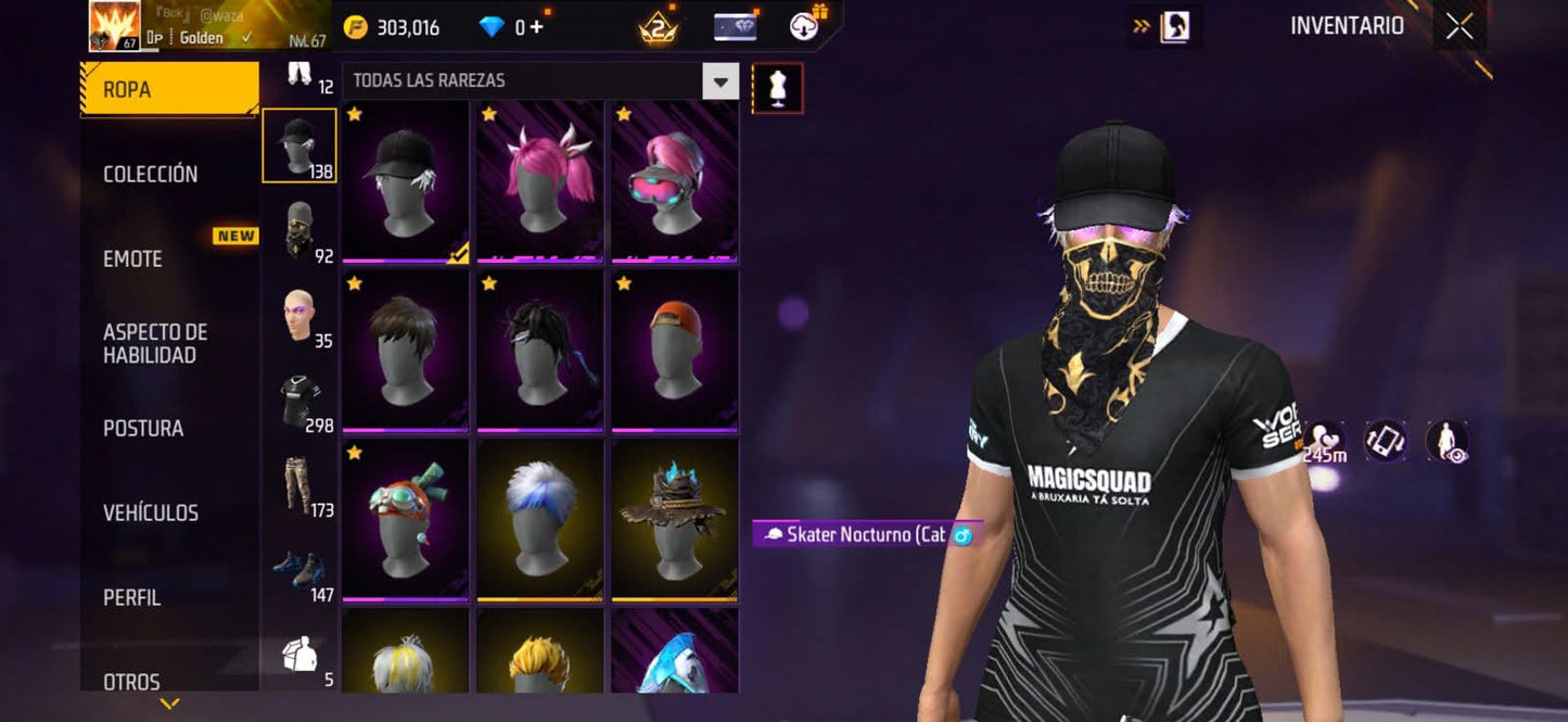 343 FREE FIRE!! CUENTA MIXTA CON 1 EVO Y BUENAS ARMAS! 298 PECHOS! CHAQUETAS DE HEROICO! PLAYERAS DE FUTBOL! ROPA DE EVENTOS CHIDOS! LA CASA DE PAPEL! ANGELICALES! PERFECTA PARA COMBINAR CON TODO! REGIÓN: SUDAMÉRICA (599mx @everyone