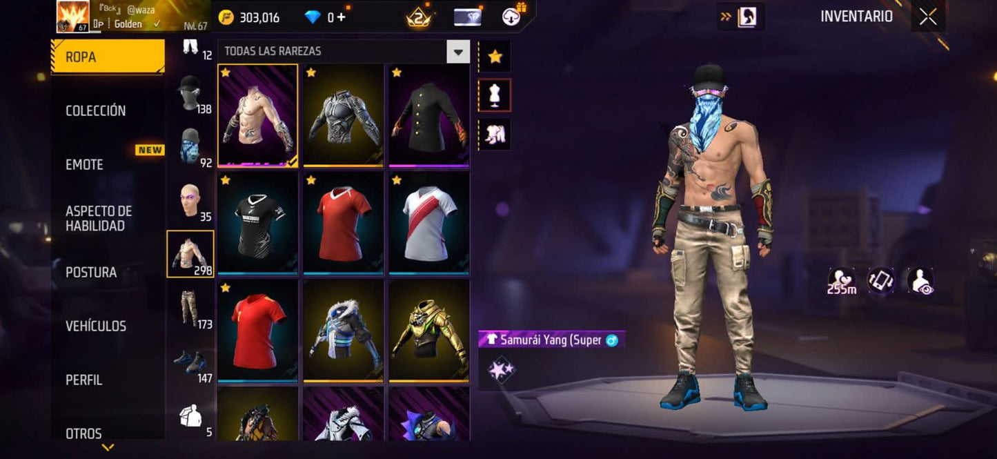 343 FREE FIRE!! CUENTA MIXTA CON 1 EVO Y BUENAS ARMAS! 298 PECHOS! CHAQUETAS DE HEROICO! PLAYERAS DE FUTBOL! ROPA DE EVENTOS CHIDOS! LA CASA DE PAPEL! ANGELICALES! PERFECTA PARA COMBINAR CON TODO! REGIÓN: SUDAMÉRICA (599mx @everyone