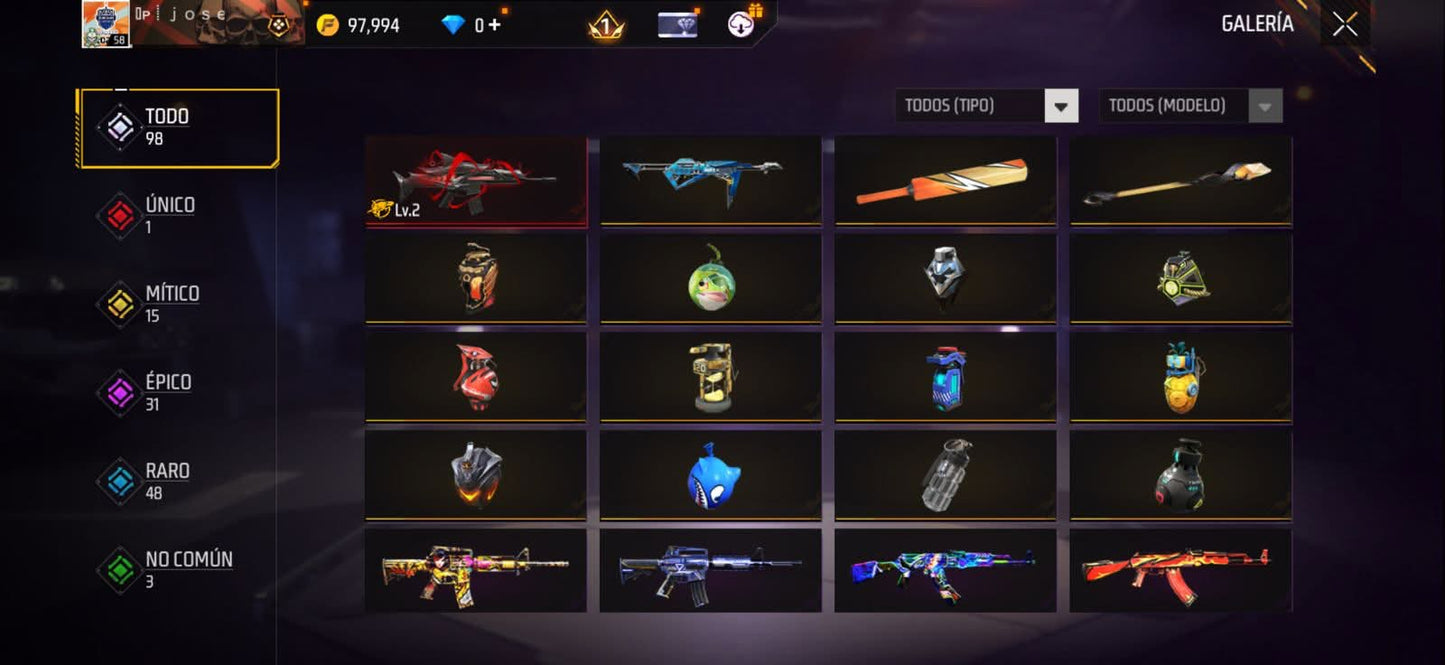 344 FREE FIRE! CUENTA SEMI VETERANA CON 1 EVO, MP40 DE INCUBADORA! 137 PECHOS! CHAQUETAS DE ORO DESDE LA S10! VENOM! NARUTO! JORDANS! ROPA DE EVENTOS Y CUBOS! PERFECTA PARA COMBINAR! REGIÓN: EEUU (399mx @everyone